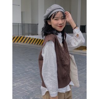 áo len gile cổ tim viền cổ LEN102