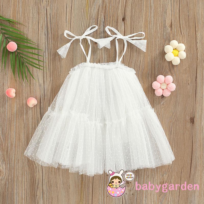 Đầm Công Chúa Không Tay Phối Lưới Có Thể Điều Chỉnh Dây Đeo Vai Thời Trang Mùa Hè Cho Bé Gái 0-3 Tuổi