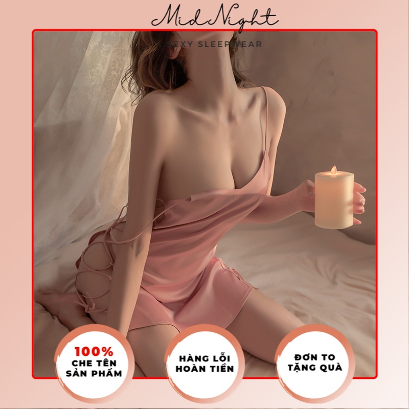 Váy Ngủ Sexy Xẻ Bên Nóng Bỏng Gợi Cảm Chất Liệu Ren Xuyên Thấu - Đồ Lót Quyến Rũ Đầy Khiêu Gợi Mid Night Sexy