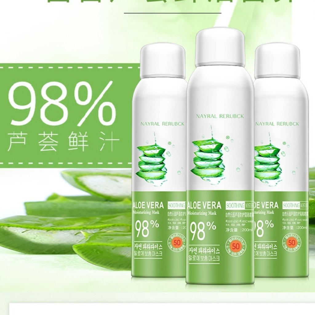 Xịt Chống Nắng Trắng Da Aloe Vera 200ML Hàng Chính Hãng Nội Địa Trung Chiết Xuất Nha Đam Tươi Mát NPP Jussy