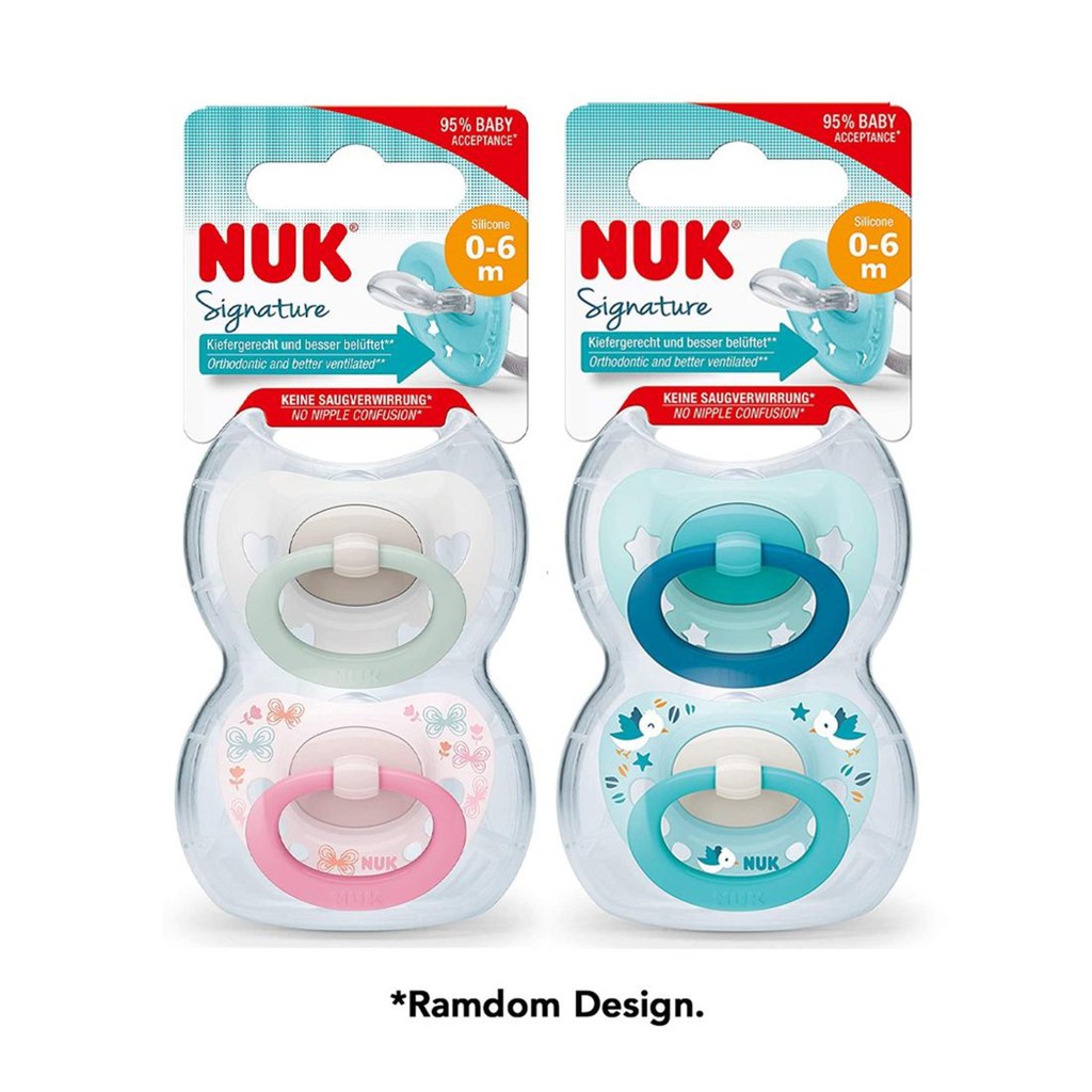 BỘ 2 TI GIẢ NUK  SIGNATURE SILICONE 0 - 6M