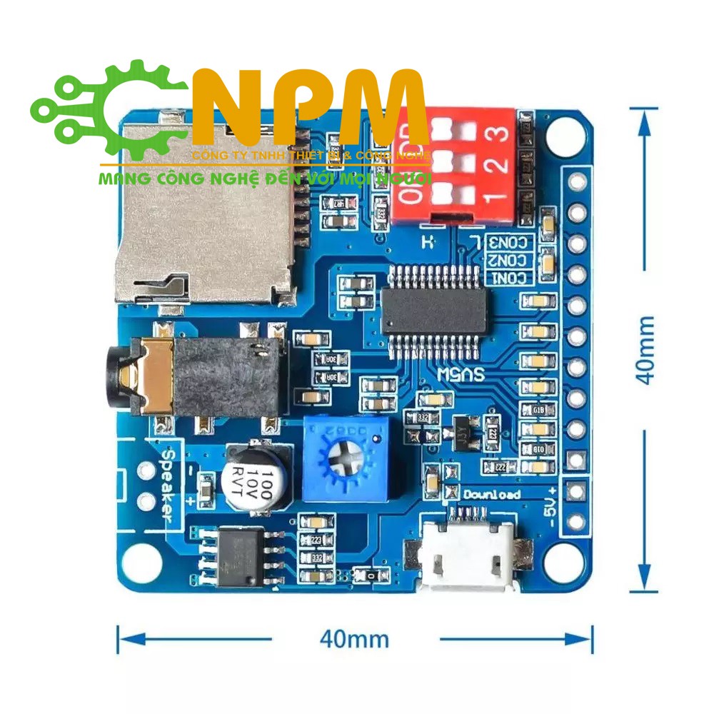 module mp3 arduino (combo thẻ nhớ + giao tiếp máy tính + amply 5w)