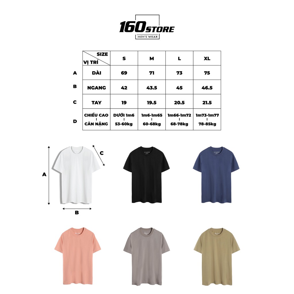 Áo Thun Nam, Áo Phông Nam Cổ Tròn Tay Ngắn BOUTON Cotton Co Giãn Phong Cách Trẻ Trung Đẹp Form Slim ATEC0001 160STORE | BigBuy360 - bigbuy360.vn