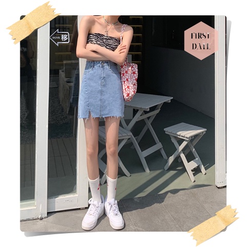 (CÓ SẴN) Chân váy bò Chân váy jean jeans FIRST DATE ngắn xẻ tà váy denim nữ mới túi cạp cao hông váy chữ A | BigBuy360 - bigbuy360.vn