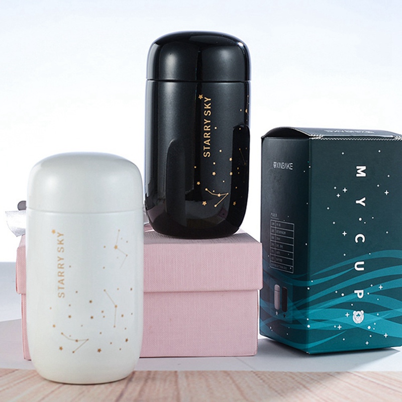 Bình giữ nhiệt chân không chống rò rỉ dung tích 200ml kích thước mini bằng thép không gỉ 304 họa tiết trời sao