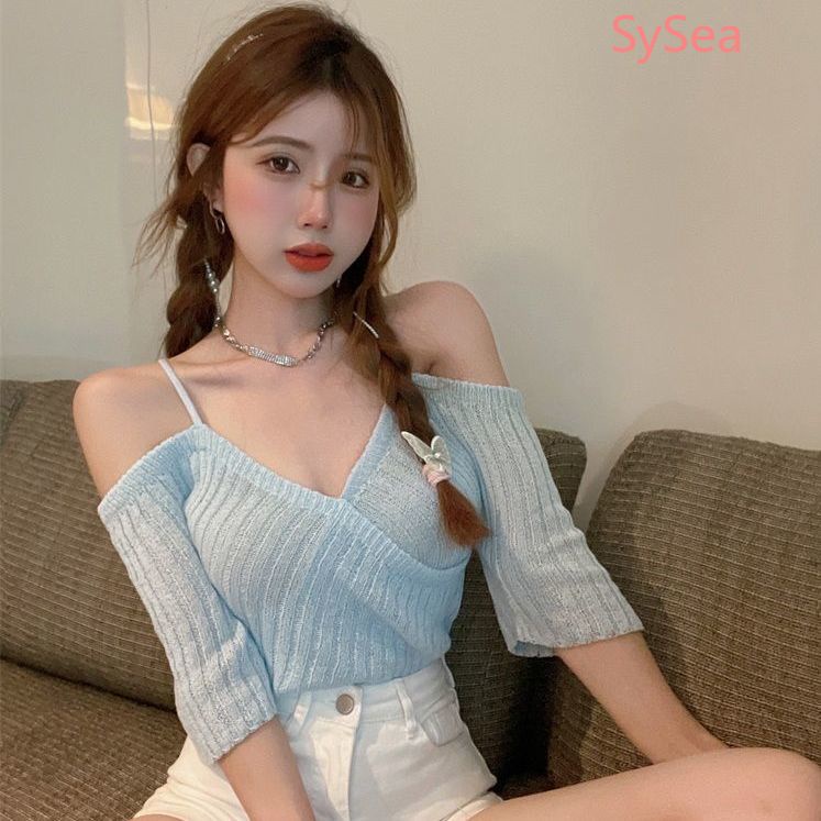 Áo Dệt Kim Cổ Chữ V Đan Chéo Thời Trang Mùa Hè Gợi Cảm Cho Nữ