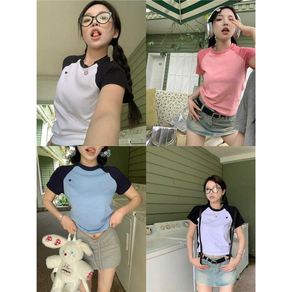 Áo Thun Dáng Ôm Màu Sắc Tương Phản Thời Trang 63184