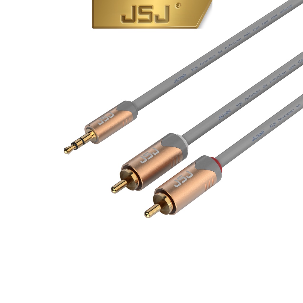 Dây tín hiệu đầu 3 ly (3.5mm) ra 2 đầu bông sen (AV/RCA) JSJ 3322 dài 1.8m - 5m kết cấu mềm mại, đầu nối mạ vàng