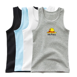 Mùa Hè 2021 Cotton Nguyên Chất Trẻ Em Dây Áo Vest One Piece Luffy Hợp Thời Trang Bé Trai Đáy Áo Sơ Mi Cho Bé Undershirt