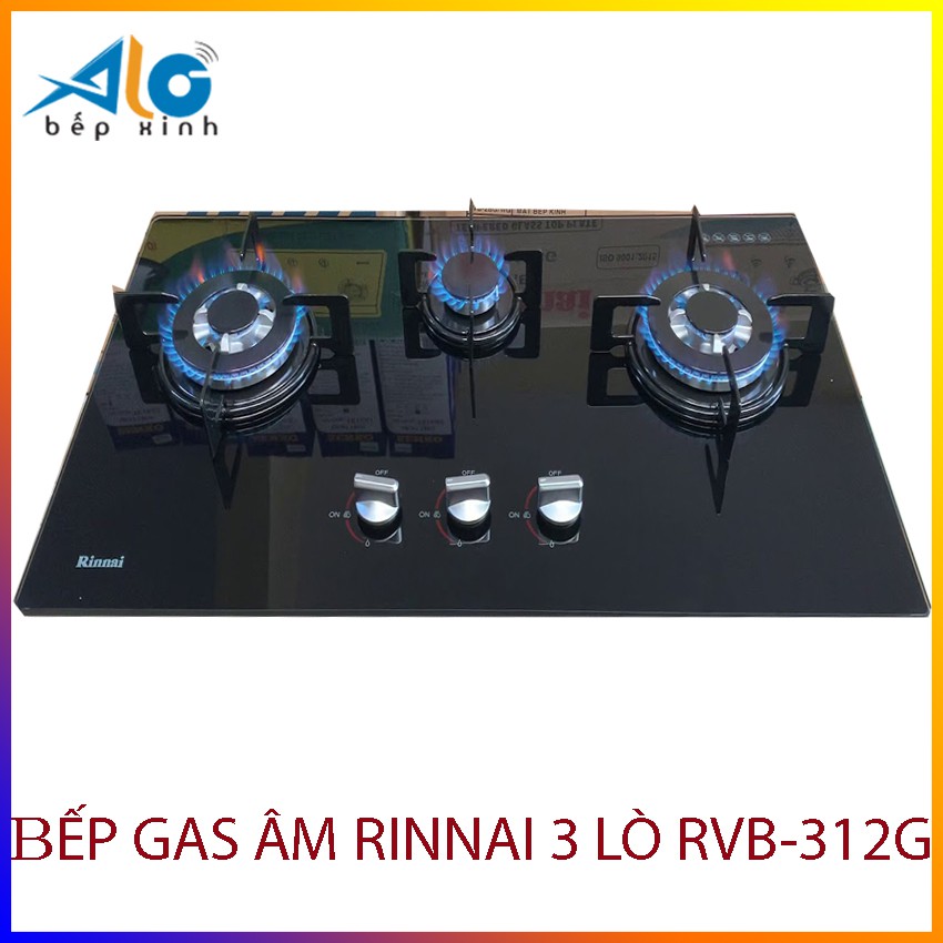 Bếp gas âm Rinnai RVB-312BG - 3 lò - Ngắt gas tự động -  Tiết kiệm gas - bảo hành 2 năm - Alo Bếp Xinh