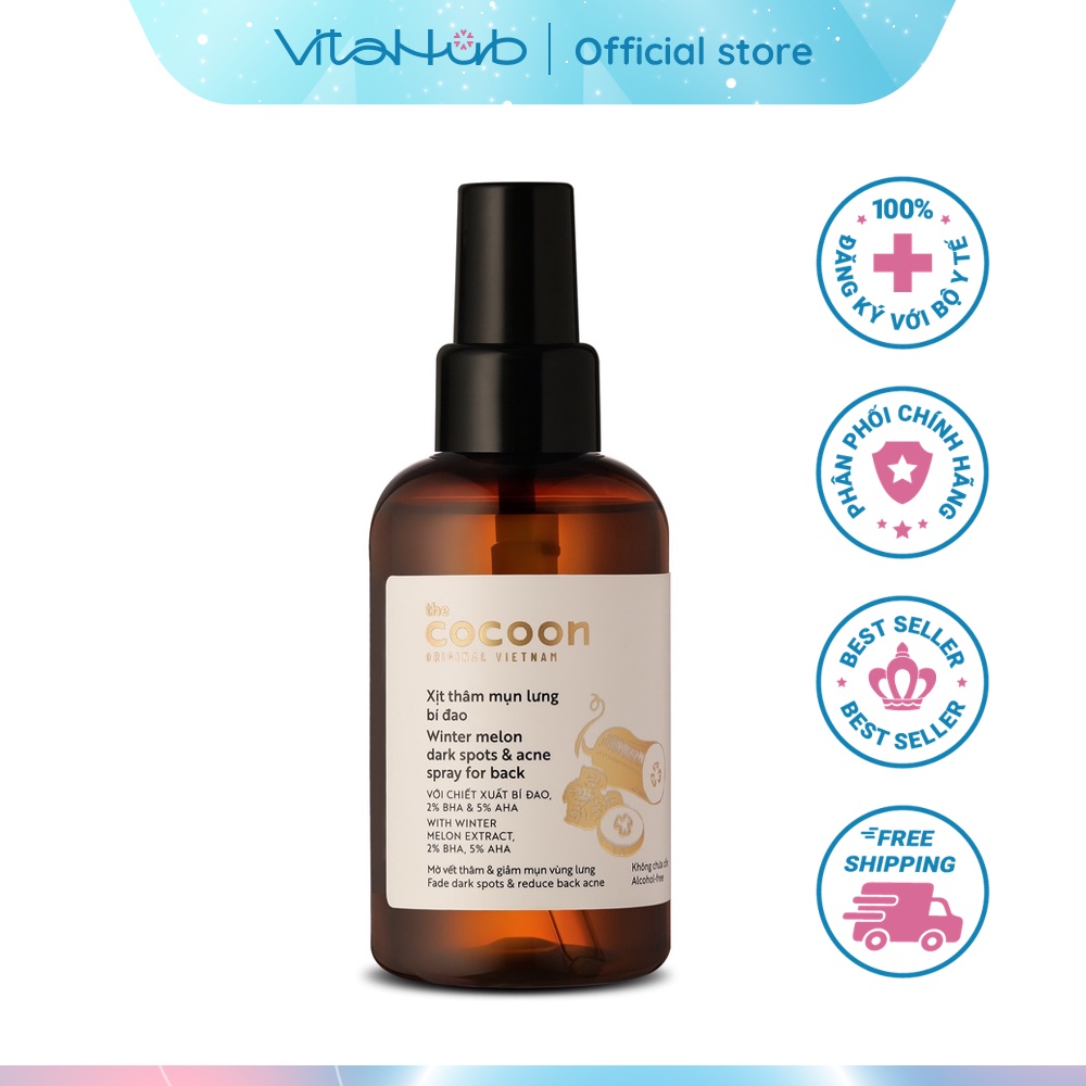Xịt thâm mụn lưng bí đao Cocoon 140ml