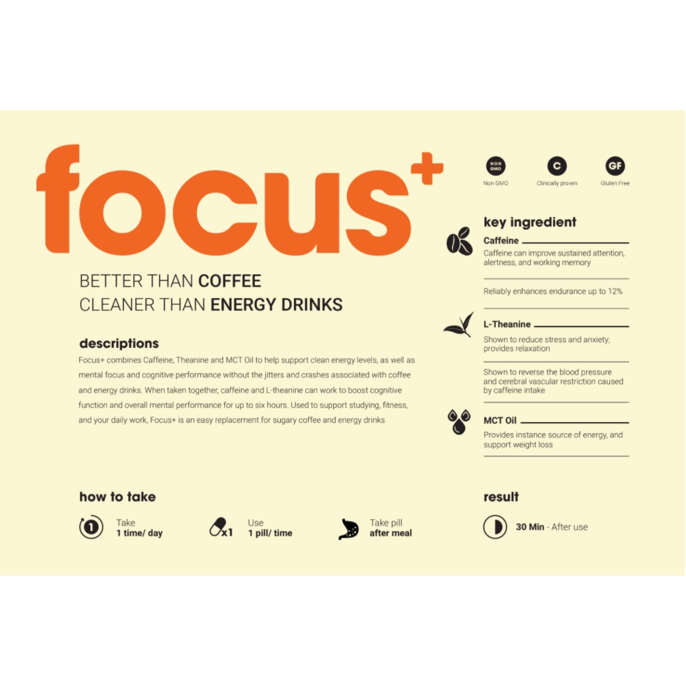 Viên uống tăng tập trung, tỉnh táo, tăng cường năng lượng Neowell Focus+ (30 viên) | Thế Giới Skin Care