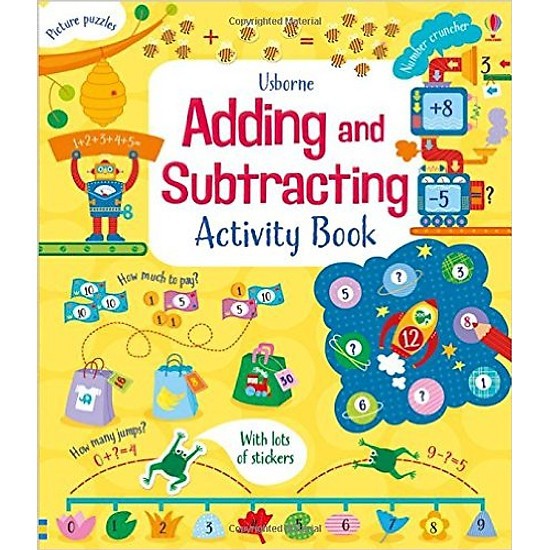 Sách Usborne vui học toán cho bé 6-8 tuổi Adding and Subtracting Activity Book