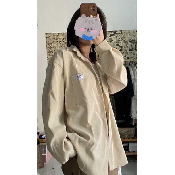 [Tặng kèm quà] Áo Sơ Mi Nữ Nhung Form Rộng Tay Phồng Dài Kiểu Ulzzang Mềm Min Dễ Thương Zadola