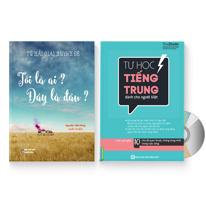 Sách - Combo 2 sách: Tôi là ai? Đây là đâu? + Tự Học Tiếng Trung Cho Người Việt + DVD quà tặng