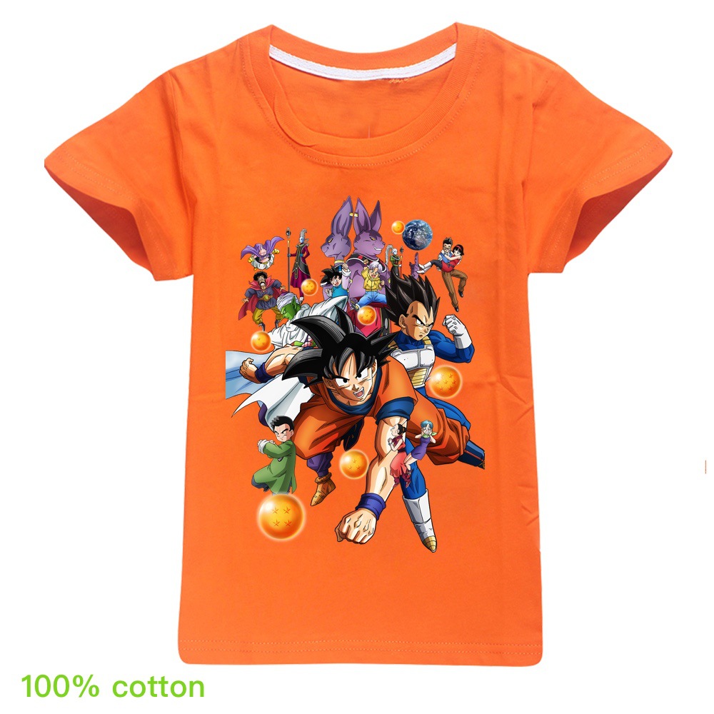 Áo Thun Tay Ngắn 100% Cotton Hình Nhân Vật Dragon Ball Z Son Goku 2020 Cho Bé 2020