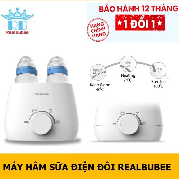 [RẺ VÔ ĐỊCH] Máy Hâm Sữa Tiệt Trùng REALBUBEE Hâm Vừa Tất Cả Mọi Loại Bình, Tặng Gắp Chống Nóng Và Dụng Cụ Vệ Sinh Bình