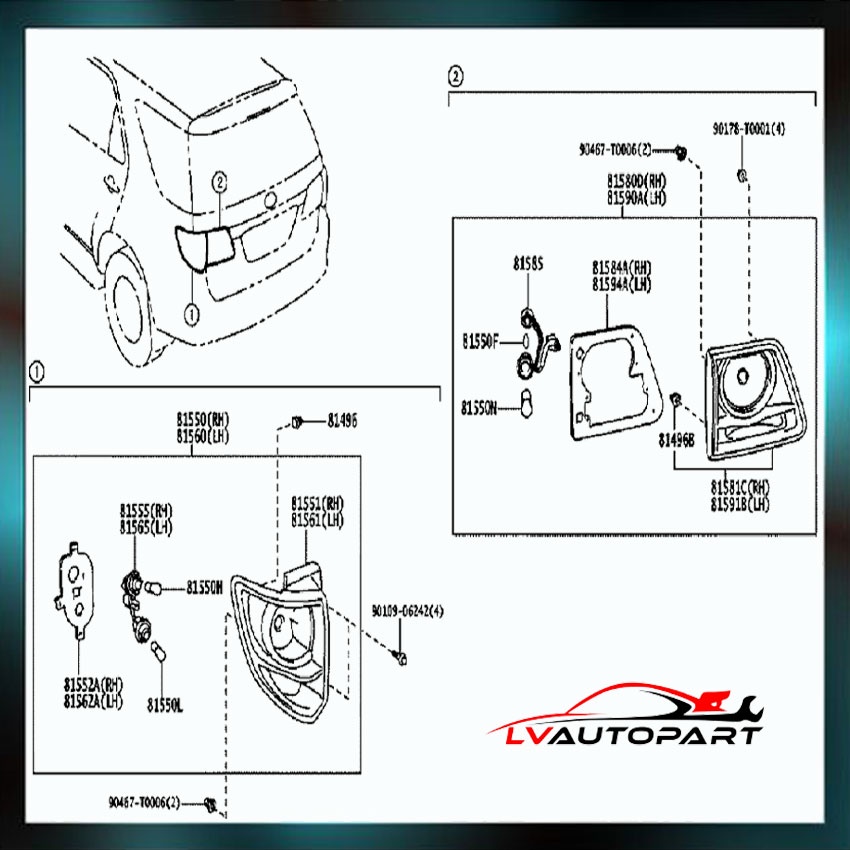 Đèn hậu ngoài Toyota Fortuner  - 815610K200 chính hãng giá tốt