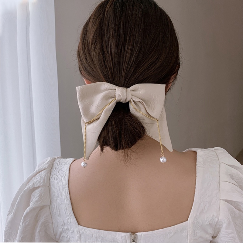 Dây Buộc Tóc Ruy Băng Đính Ngọc Trai Giả Thời Trang Dành Cho Nữ