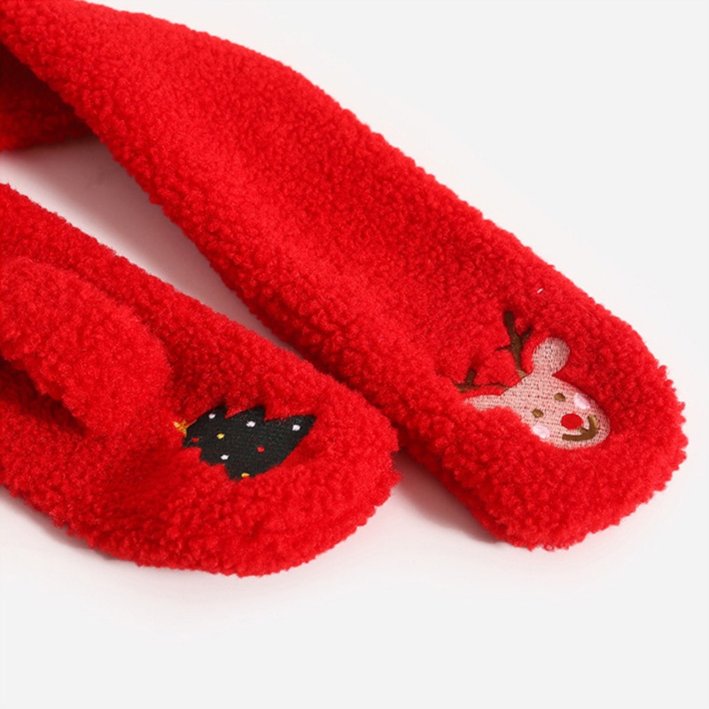 Bộ 3 Món Mũ Beanie + Găng Tay + Khăn Choàng Dài + Nón Len Hình Tuần Lộc Giáng Sinh Dễ Thương Cho Bé