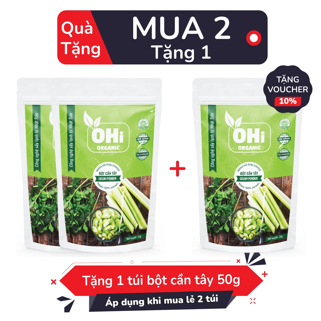 Bột cần tây giảm cân tự nhiên, thanh nhiệt, từ 100% cần tây nguyên chất