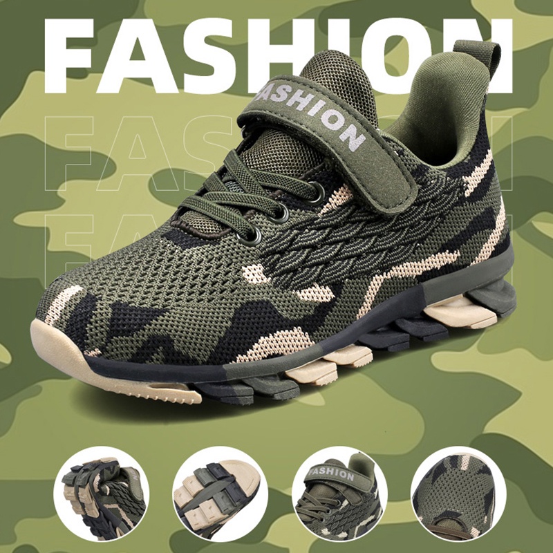 Giày thể thao dệt kim thoáng khí họa tiết rằn ri thời trang tùy chọn màu sắc dành cho bé size 28-40