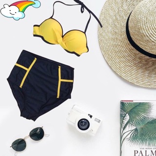 Bikini 2 mảnh phối màu vàng đen tươi mới