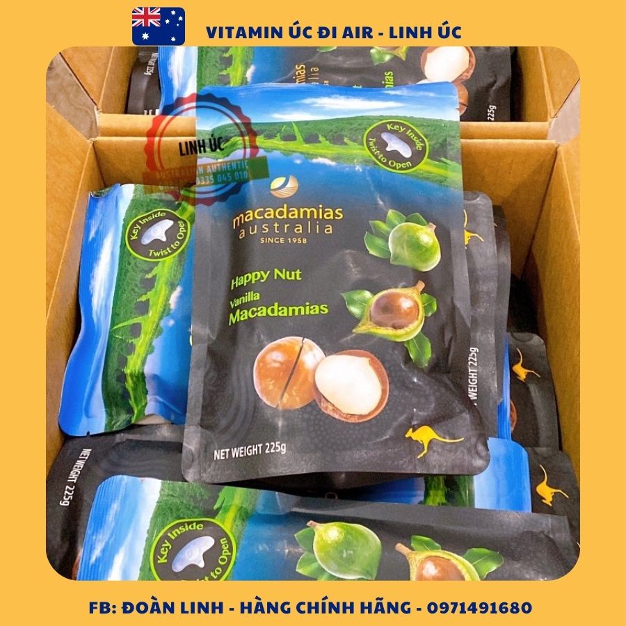Hạt MACCA Nội địa Úc 225gr, Hàng Chuẩn Úc,Hạt Macca Úc nứt vỏ tự nhiêngg