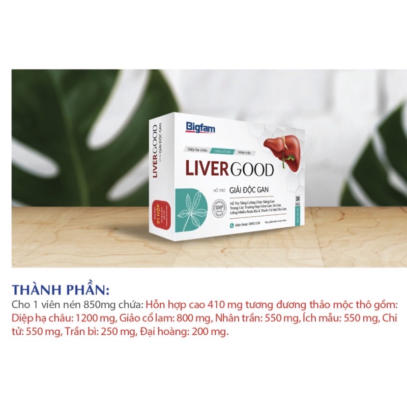 LIVER GOOD BIGFAM Hỗ Trợ Giải Độc Gan Hộp 30 Viên