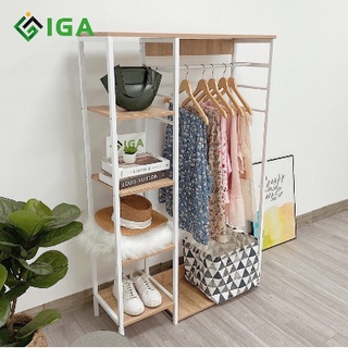 Tủ kệ treo quần áo khung sắt kệ gỗ lhanger gm08