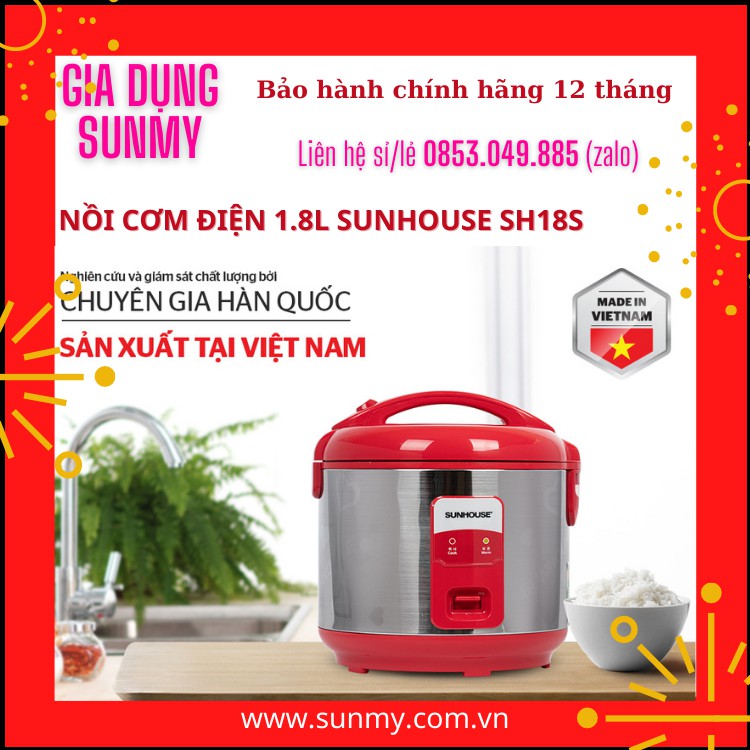 NỒI CƠM ĐIỆN 1.8L SUNHOUSE SH18S