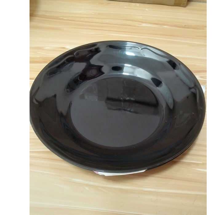 Dĩa tròn sâu lòng nhựa Melamine màu đen nhiều Size