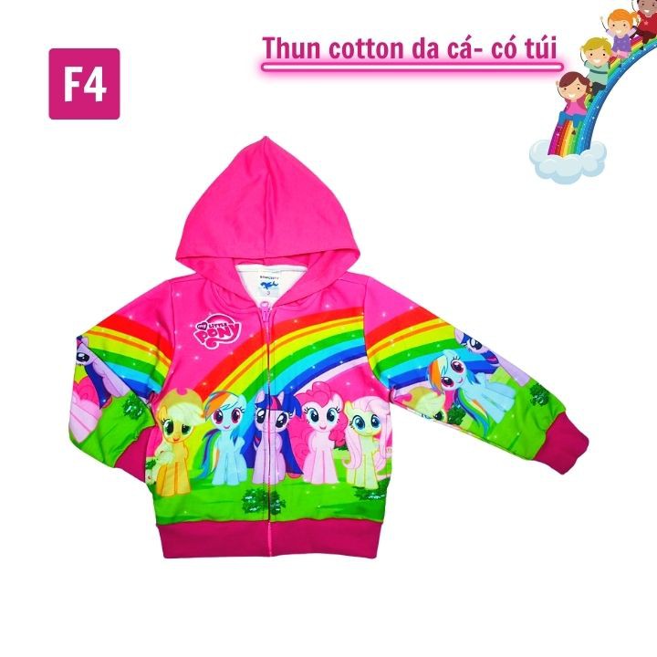 Áo khoác bé gái Pony cầu vồng từ 11-43kg - Thun cotton da cá in 3D cực chất - Tomchuakids