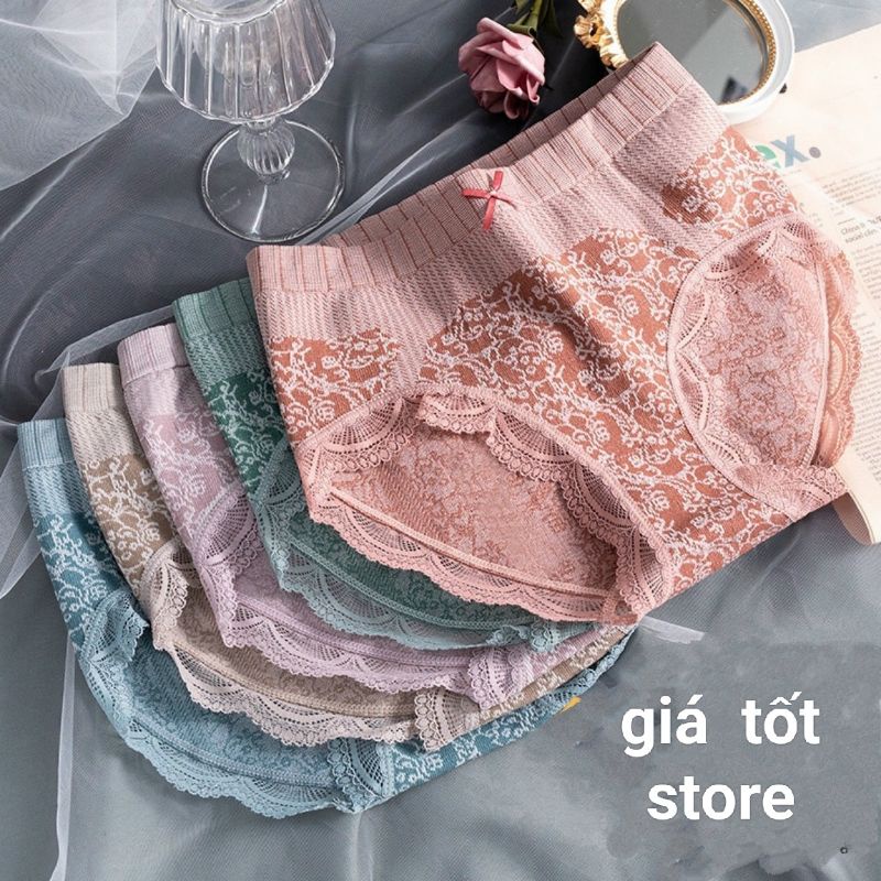 Quần Lót Cotton Cạp Cao Gen Bụng Phối Hoạ Tiết Hoa Văn Tinh Tế mã 285