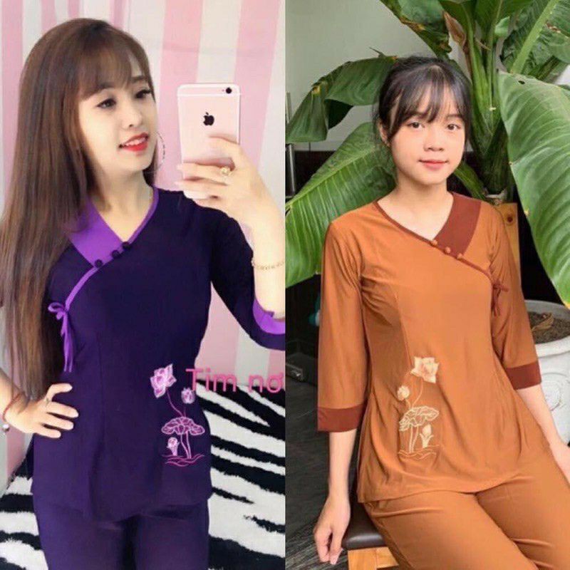 đồ lam đi chùa (mẫu tim nơ)
