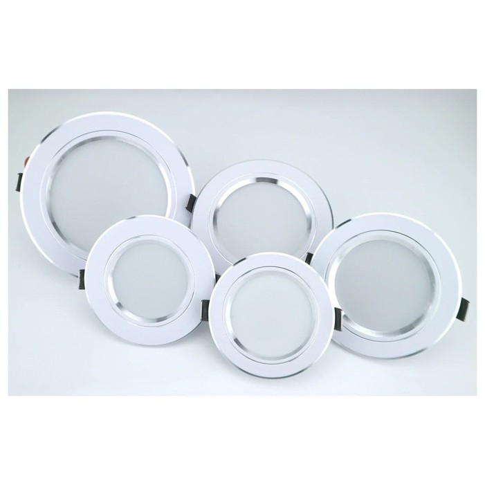 10 đèn âm trần 7W viền vàng / Viền bạc phi 90 3 chế độ màu - Bảo Hành 2 Năm