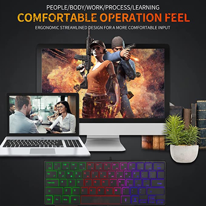 Bàn Phím Mini 60% 64 Phím Không Thấm Nước Không Gây Tiếng Ồn Cho Game Thủ
