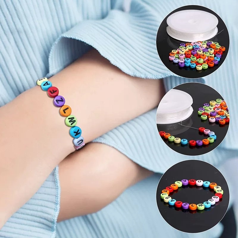 Set 100 Hạt Xỏ Lỗ Tròn Dẹt Hình Chữ Cái 4x7mmA-Z Dùng Để Làm Trang Sức Thủ Công