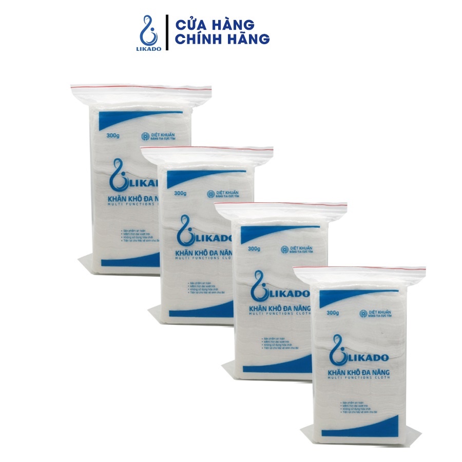 Khăn khô đa năng likado 300g kích thước 14x20cm SET 4 BỊCH