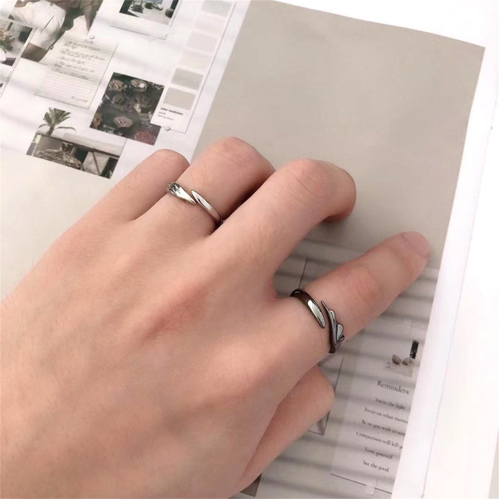 Nhẫn Đôi Hình Thiên Thần Ác Quỷ Phong Cách Hip Hop Đơn Giản Tinh Tế Cho Nữ