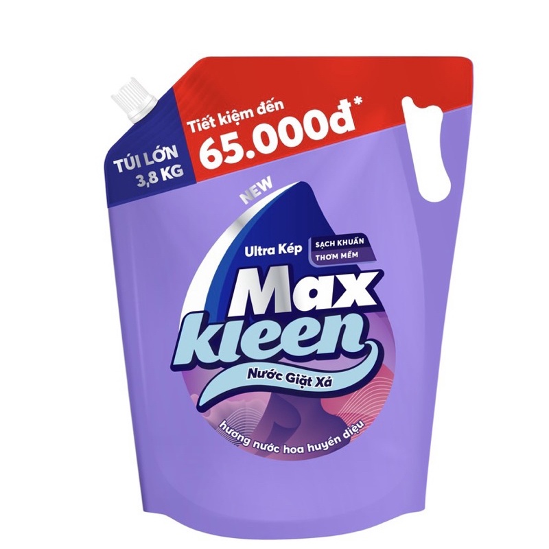 Túi Nước Giặt Xả MaxKleen Sạch Khuẩn Và Thơm Mềm