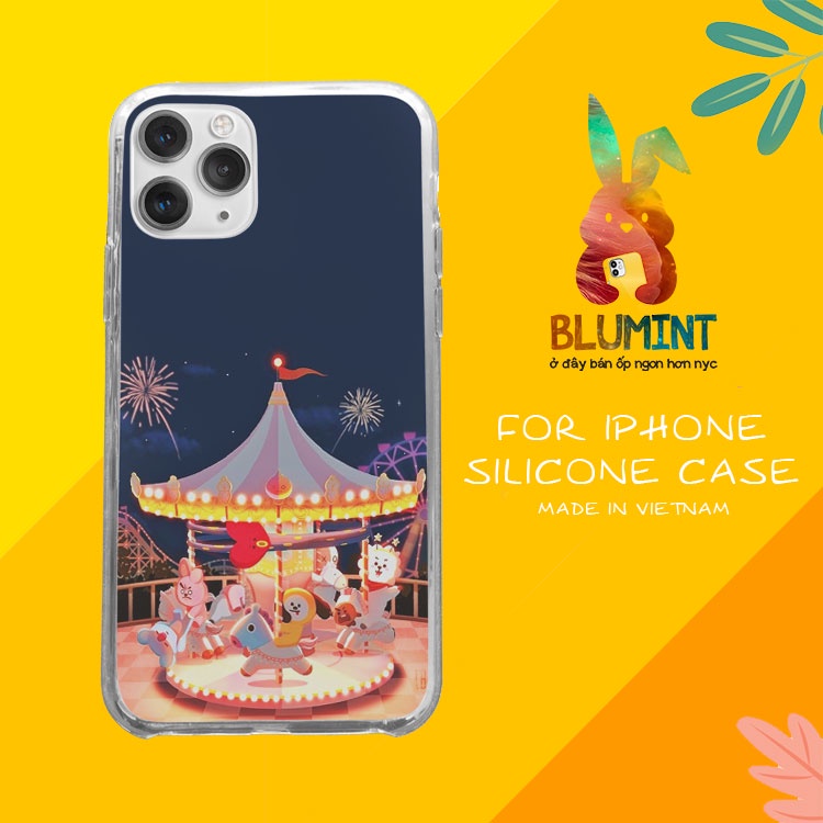 Ốp đt BT21 đi vòng quay ngựa gỗ cho iPhone13promaxXS XR nữ 8plus mềm 7Plus X XR Xs Max 6 6s BLUBTA0811