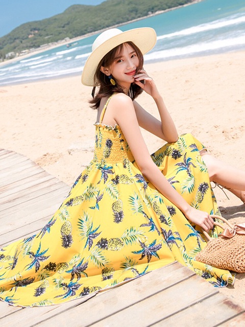Váy đầm Quảng Châu cao cấp đi chơi, đi biển trẻ trung vạt chéo | BigBuy360 - bigbuy360.vn