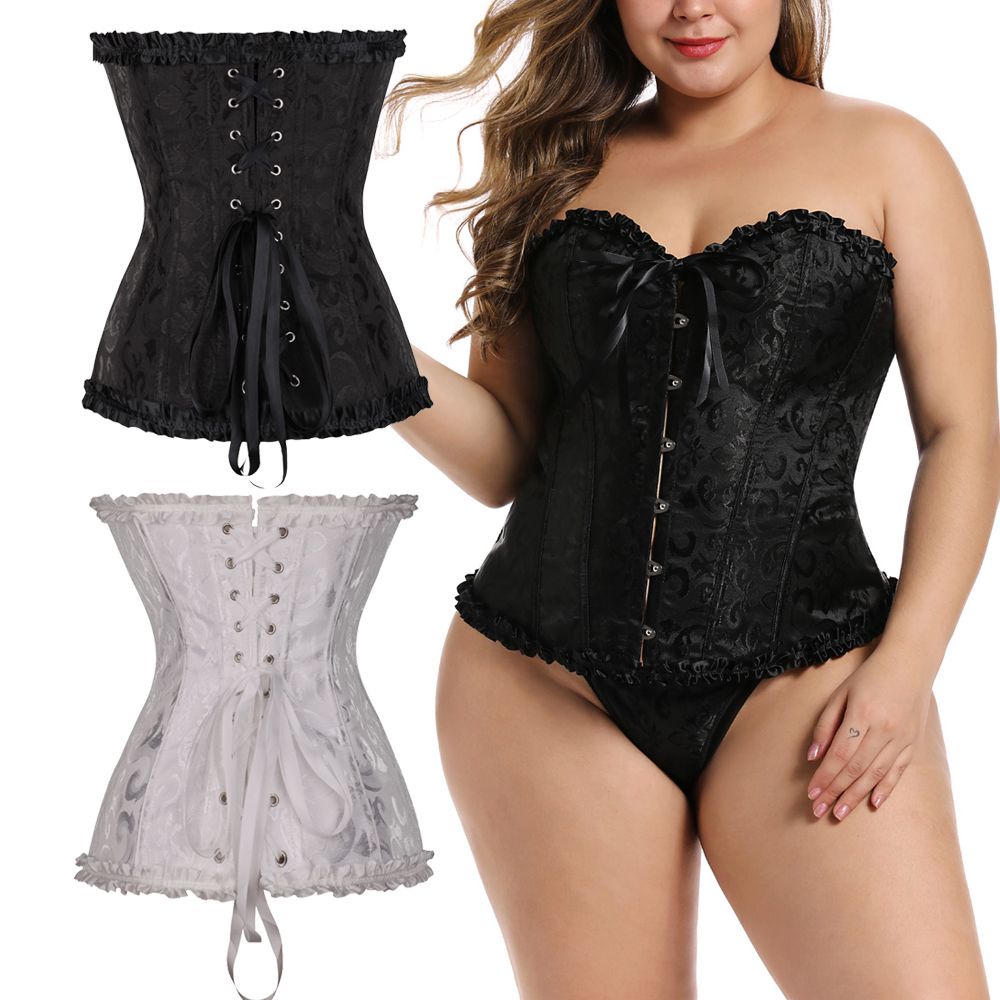 1 Áo Nịt Ngực Định Hình Eo Chất Liệu Satin Gấm Phong Cách Gothic Quyến Rũ Cho Nữ