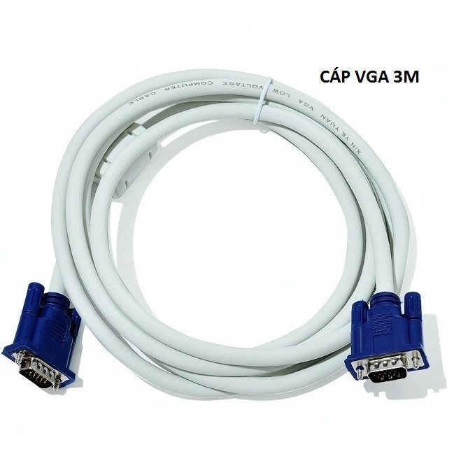 Cáp vga 3m (trắng) KINGMASTER,cáp nối máy tính với màn hình, máy chiếu