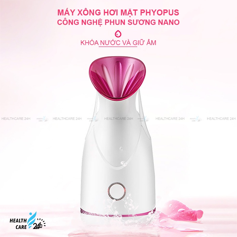 Máy xông mặt Phyopus Cao cấp Chính hãng Healthcare24h G002 loại bỏ bụi bẩn, cấp ẩm cho da bằng công nghệ Nano hơi nước