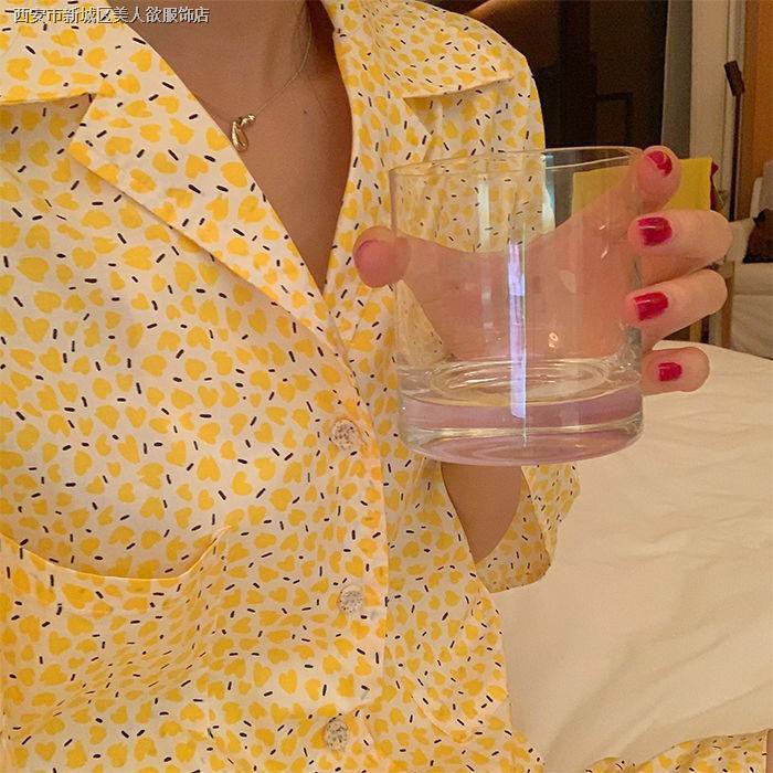 Bộ Đồ Ngủ Họa Tiết Hoa Dễ Thương Phong Cách Hàn Quốc