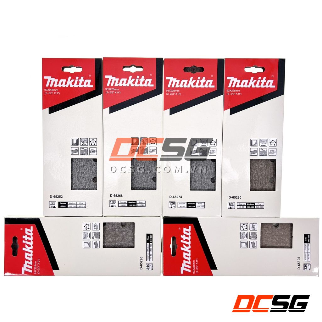 Giấy chà nhám cho gỗ 93x228mm Makita 10 tờ/ bộ (Chọn độ hạt) | DCSG