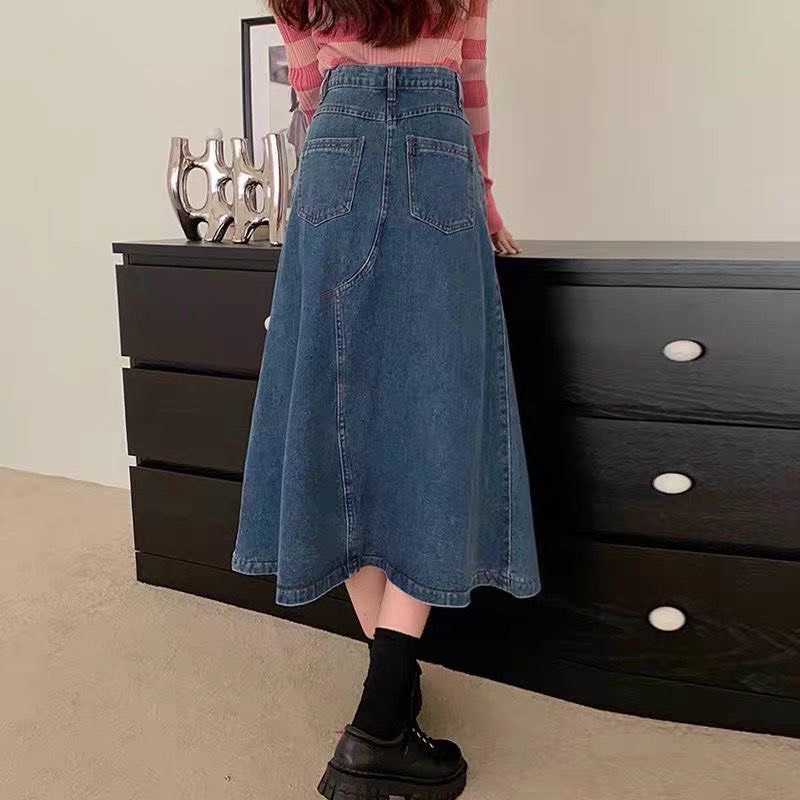 Chân Váy Jean Dáng Dài Xếp Ly BigSize