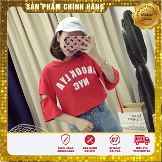 Áo thun tay lỡ chất cotton nyc đỏ cá tính